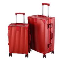 Festive Red Aluminum Frame Wedding Luggage brown