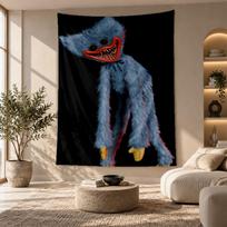 Decorative Tapestry,Huggy Wuggy Printed Wall Art, Lightweight Wall Hanging For Bedroom Background 130cmx150cm gray