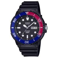 CASIO kvarcinis mechanizmas dervos dirželis Laikrodis Vyriški laikrodžiai Juodas ciferblatas MRW-230H-1E2V Black Dial gray