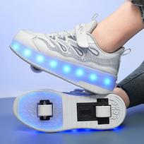 NEW 4 Wheel Speed Roller Skates Shoes for Boys and Girls LED Roller Skates for Children's Racing Ice Skating Sneaker with Wheels 40 gray