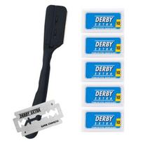 Barber shop razor for Grager double-sided blade GR-DP + DERBY double-sided blade 50p, 1 set ,Korean razor blade black