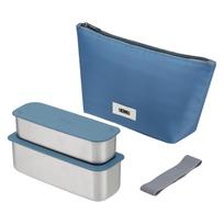 Termosas Bento Dėžutė 2 aukštų Plona Šviežia Pietų Dėžutė 635ml Pilka Tamsiai mėlyna DSA-605W GNV gray
