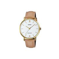 Casio Standard Series Minimalist Business Leather Fashion Quartz Movement Leather Strap Watch Women watches White LTP-VT01GL-7B Brown Strap white