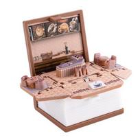 Miniatiūrinis 3D sulankstomas knygos raktų pakabukas, miniatiūrinis pasaulis, kabantis dekoracija mažytė kavinė Great Wall Castle Sulankstoma knyga raktų pakabukas H brown