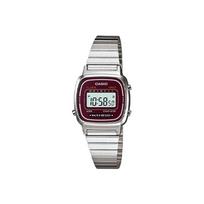 CASIO VINTAGE Nerūdijančio plieno dirželio laikrodis Vyriški laikrodžiai Raudonas laikrodžio ciferblatas LA670WA-4 Silver Strap black