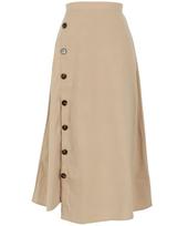 Kobe Lettuce Side Button Slit Skirt Free Size Beige [M3432] smėlis