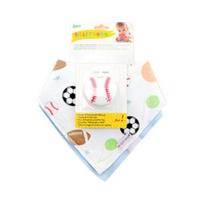 Silichu scarf bib + teether set 1171, nipple (3 months or more), baseball, Korean baby products white