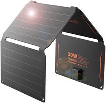 FlexSolar 30W saulės baterijos prievadas sulankstomas mažas saulės įkroviklis IP67 vandeniui atsparus žemės drebėjimo nelaimės lauko telefonas su Android suderinamas USB-A Type-C gray
