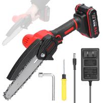 21V 6 colių nešiojamieji elektriniai genėjimo pjūklai Maži medienos skaldymo grandininio pjūklo šepečio variklis viena ranka 1pcs battery US Plug
