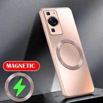 AG Matte Silicon Hard Case for Huawei P60 P50 P40 P30 Pro P40pro Full Protective Frosted Phone Magnetic Wireless Charging Case P50 rožinė