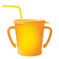 Agafura baby magic straw cup 300ml, 1 pack, orange yellow