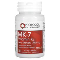Protocol for Life Balance, MK-7 Vitamin K2, extra strength, 300mcg, 60 veggie capsules