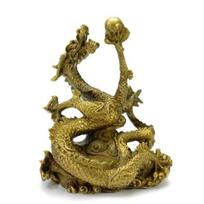 Rising Cloud Dragon Feng Shui Lucky Charm Dragon Figurine Ornament Brass Bronze Dragon Divine Beast Success Wealth Protection AM-AMZ-0039 brown