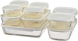 HARIO Stacking Heat Resistant Glass ContainerSquare Set of 10 HKOZ-1002-OW white