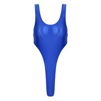 Blizgus aukšto kirpimo atviras vienos dalies maudymosi kostiumas moterims Bodysuit Paplūdimio drabužiai Maudymosi kostiumai Sportinė apranga vasarai L mėlyna