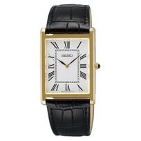 Seiko kvarcinis vyriškas laikrodis SWR104 Pagamintas Japonijoje Safyro stiklas Auksinis x Baltas Juodas odinis auksas
