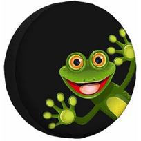Waving Funny Green Frog Spare Tire Cover Polyester Universal RV Wheel Protector 14inch green