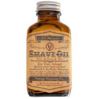 Vintage Grooming Shaving Oil Tea Tree Pre-Shave Natural Razor Glide - Pre and After Shave, 1 x 3 oz. brown
