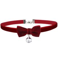 Autumn Winter New Velvet Bow Bell Choker Women Red Black Plush Collar Collarbone Chain Fashion Neck Jewelry brown