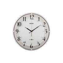Seiko palydovinis analoginis sieninis laikrodis SPACE White GP216W, radijo bangomis valdomas laikrodis, LINK, perlamutrinis, white