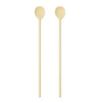 Kitchen Factory Pastel Premium silikoninis grūstuvas ilgas šaukštelis, geltonas sviestas, 2 vnt., Korėjos populiarūs indai beige