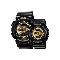 Casio Trendy Sports Quartz Movement Resin Strap Watch Unisex Watches Black BA-110-1APR+GA-110GB-1APR Random Watch Box,Black Gold black