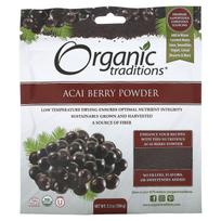 Organic Traditions, Acai uogų milteliai, 3,5 uncijos (100 g)