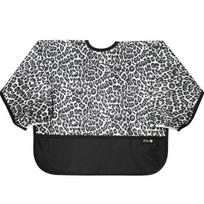 Pli? color matching waterproof long-sleeved bib, 09 gray leopard skin, 1 piece, 1 piece gray