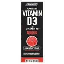 Augalinės kilmės vitaminas D3, vitaminas K2, greipfrutas, 25 mikrogramai (1 000 TV), 24ml (0,8 fl. oz)