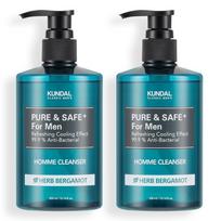 Kundal Pure & Safe Men's Cleanser Herb Bergamot Fragrance, 300ml, 2 units gray