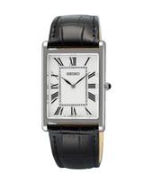 Seiko Classic Dress White Leather Strap SWR103P1 (27.2mm) Dial/Black white