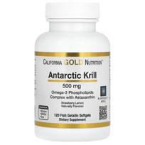 Antarktinio krilio aliejus, Omega-3 fosfolipidų kompleksas su astaksantinu, Natūralus braškių ir citrinų skonis, 500mg, 120 žuvų želatinos minkštųjų kapsulių