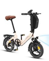 T16 Pro 14  Folding Electric Bike – 360Wh Mini E-Bike with APP Control & Rear Rack, Lightweight & Portable abrikosas