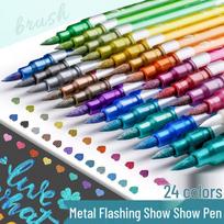 24-Color Metallic Glitter Marker Pen Set blue