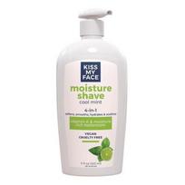 Kiss My Face 4in1 Drėkinamasis skutimosi kremas Cool Mint 11oz, 1) Vėsus Mėta white