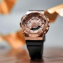 CASIO All Metal Series-Disc Shockproof Luminous Waterproof Pointer Dual Display Quartz Resin Strap Women's Watch Pink Dial GM-S110PG-1APR auksas