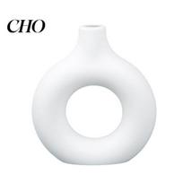 Handcrafted Decorative Vase Donut Shaped Ceramic-Like Plastic Flower Holder Luxury for Living Room Decor, Creative Centerpiece Fresh/Dry Flowers S balta