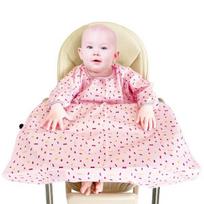 Aiju baby food bib long sleeve full cover type, pink, 1 piece, 1 piece white