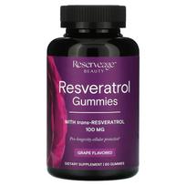 Reserveage Beauty, resveratrol gummies, grape flavor, 100mg, 60 gummies (50mg per gummy)