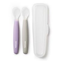Petit Nube Silicone Baby Food Spoon 2p + Case, GRAY + PURPLE, 1 set, Korean popular tableware white