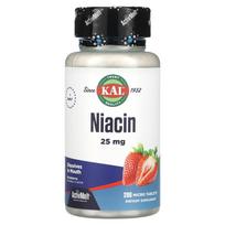 KAL, niacin, strawberry flavor, 25 mg, 200 micro tablets