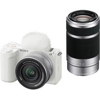 SONY VLOGCAM Mirrorless Camera Double Zoom Lens Kit SELP16502 with White WQ APS-C ZV-E10M2 (Included Lenses + SEL55210) Windscreen, ZV-E10M2X balta