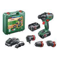 Bosch AdvancedDrill 18 2x 2,5 Ah baterija / įkroviklis / dėklas / kampas ir ekscentrinis priedas