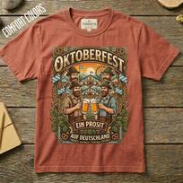 Oktoberfest marškinėliai | Comfort Colors alaus marškinėliai, Vintažiniai retro rudens festivalio marškinėliai, Vokietijos alaus festivalio drabužiai, Bavariški „Prost“ apvalios apykaklės marškinėliai L brown