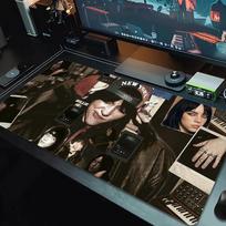 Billie Eilish Pelės Padas Didelis Žaidimų Stalo Pagalvėlė Neslystantis Nešiojamojo Kompiuterio Planšetinio Kompiuterio Didelis Pelės Padas XXL Kilimėlis Mini PC Žaidimų Kilimėlis Su Užrakinamu Kraštu_XIA 30cmx60cm(11.8x23.6inch) gray