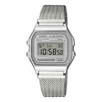 Casio Vyriškas nerūdijančio plieno vandeniui atsparus analoginis žadintuvo kvarcinis laikrodis A158WEM-7 balta