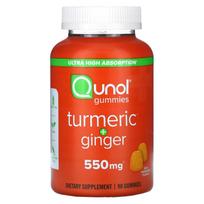 Qunol, turmeric + ginger, dark tangerine, 550mg, 90 gummies (275mg per gummy)