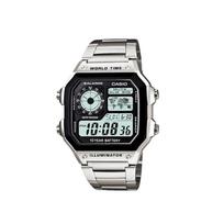 CASIO Customized watch modified series simple sports ten-year power system display world map stainless steel AE-1200WHD-1A ZongZiLiangGangKeDai juoda