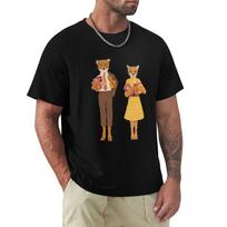 Fantastic Mr Fox And Mrs Fox Funny Tshirt Casual Fashion Short Sleeve Cotton Tshirt S white