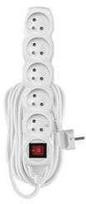 Emos Ilgintuvas 10 m / 5 lizdų / su jungikliu / baltas / PVC / 1 mm2